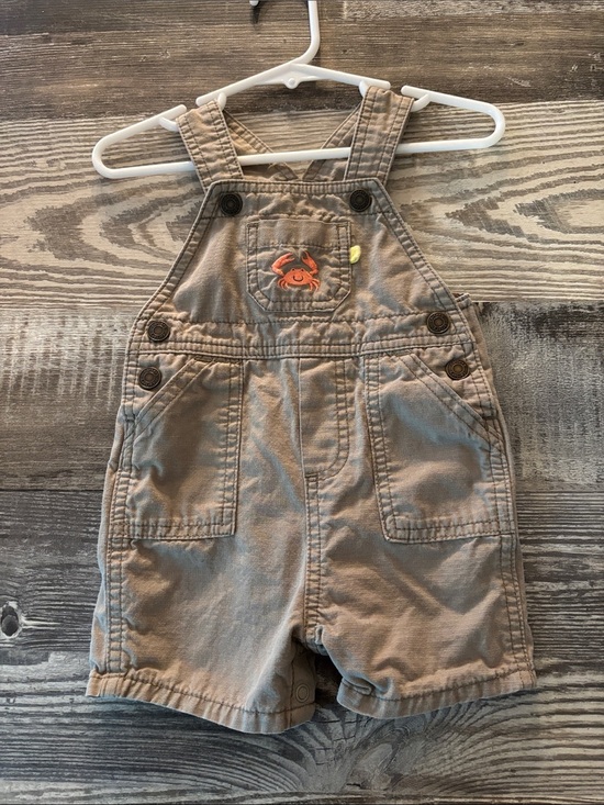 Carter's Other - Carter's Tan Short Overalls with Crab Embroidery